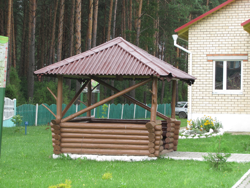  беседка из окорённых стволов  в Ракове