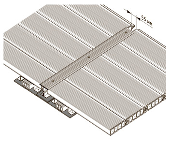  2-секционный  алюминиевый   профиль
перекрытия   Werzalit, внешний  вид  настила    