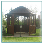 беседка шестигранная с гнутопрофильной  кровлей