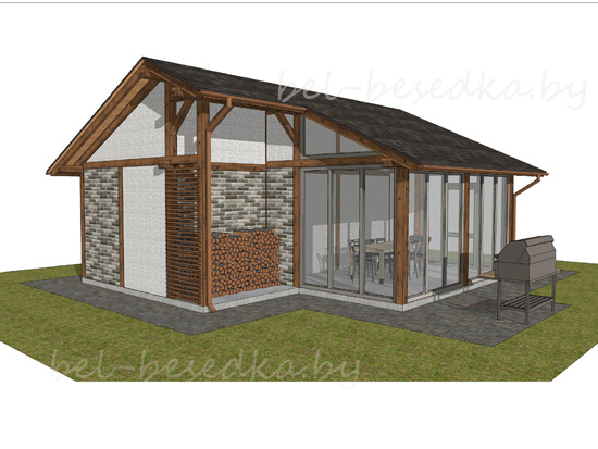  беседка с хоз блоком и дровником 