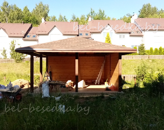  беседка 5x5м с  островным камином 