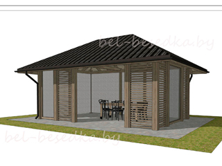  беседка комбинированная  с горизонтальными  рейками  