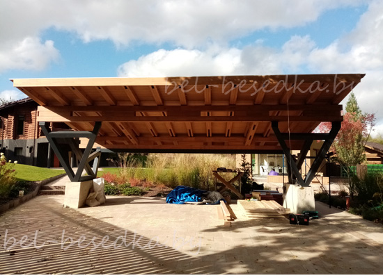   навес для машин  с пролётом 7м под 3 авто  