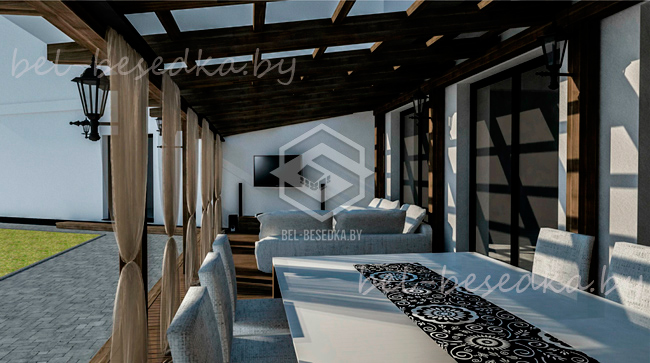 терраса  70м2 с стеклянной крышей  