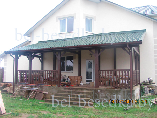  веранда из строганого бруса 150x150мм технической сушки 