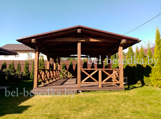глубокий обжиг в беседке в рустикальном стиле     беседка из бруса   200x200мм в рустикальном стиле с обжигом и брашировкой