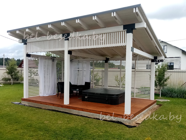 деревянная беседка с джакузи  для улицы  