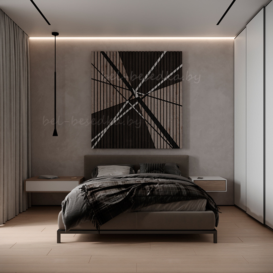  параметрический дизайн, Формальная   3D композиция  в спальной комнате в виде  панно