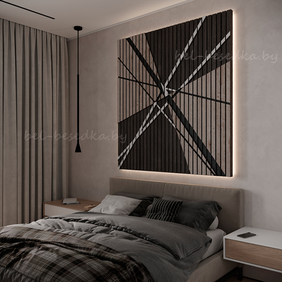  параметрический дизайн, Формальная   3D композиция в спальной, вид слева 