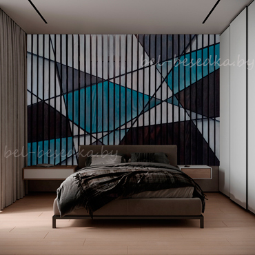  визуализация в интерьере спальной 3D композиции из массива   лиственницы