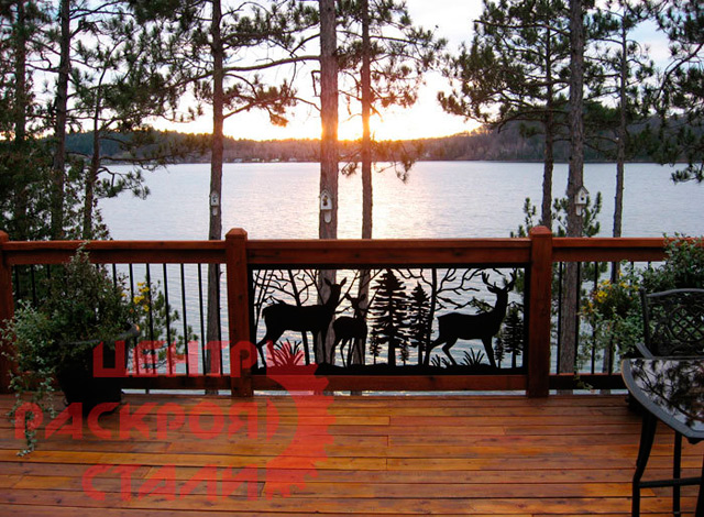  Лазерная резка в балюстраде  деревянной террасы 