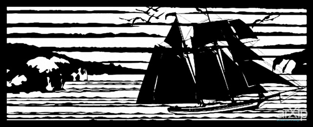  Лазерная резка морской  пейзаж 