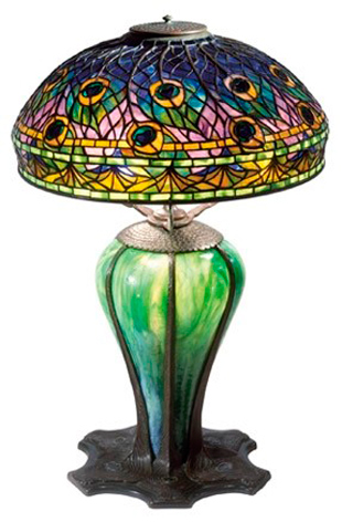  Антикварная лампа Луиса Тиффани «Павлин» 