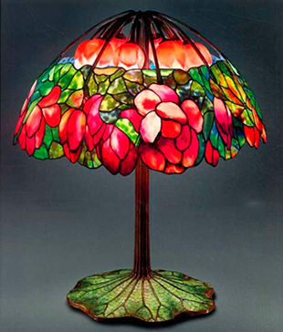  Антикварная лампа Луиса Тиффани  «Розовый лотос» 