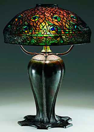  Антикварная лампа Луиса Тиффани  «Павлин»   