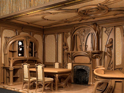   Мебель в гостиной в  стиле арт-нуво  