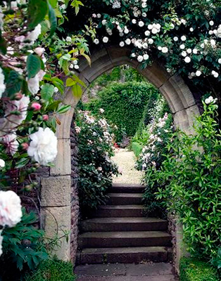  готическая арка в саду